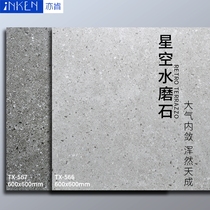 Yi Ken gray terrazzo matt floor tiles Small particles 600x600 living room restaurant antique brick non-slip tiles