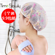 4 adult womens waterproof shower cap Bathroom rain shower Waterproof hair cover thickened shower cap Shower cap