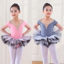 Children dance costumes ballet dresses girls rehearsing for autumn and winter long sleeves girls dancing fluffy yarn skirts test class clothing