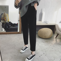 Plus velvet thickened woolen Haren pants children autumn and winter 2020 new large size high waist straight tube loose radish pants