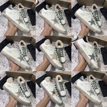 2021 new velvety lamb wool mesh red small dirty shoes female real fur integrated stars small white shoes fur dirty cotton shoes