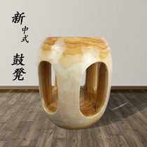 Camphor wood drum stool Overall solid wood stump Antique round stool Log root carving stool Tea table Overall solid wood hollow stool