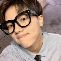 South Korea Tide brand black frame glasses square thick frame men anti blue light degree glasses frame red temperament plain glasses