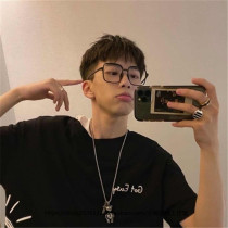 Fei Qiming same glasses frame mens square black frame without blue light flat light can be equipped with degrees myopia glasses female tide