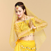 Belly dance veil headdress adult belly dance performance clothing accessories gauze mesh sequin headscarf headscarf hand-tossed yarn