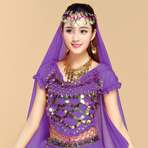 Neon clothes Belly dance suit performance suit Indian dance costume practice suit top sequin bubble short-sleeved strap