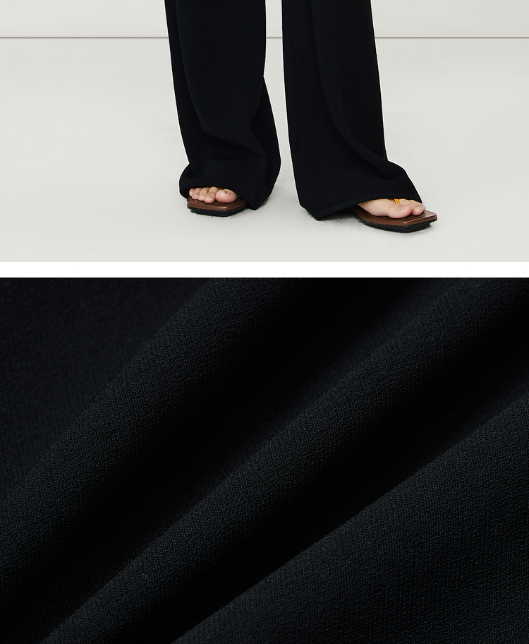 【商场同款】玛丝菲尔休闲裤夏季新款黑色三醋酸抗皱直筒阔腿裤