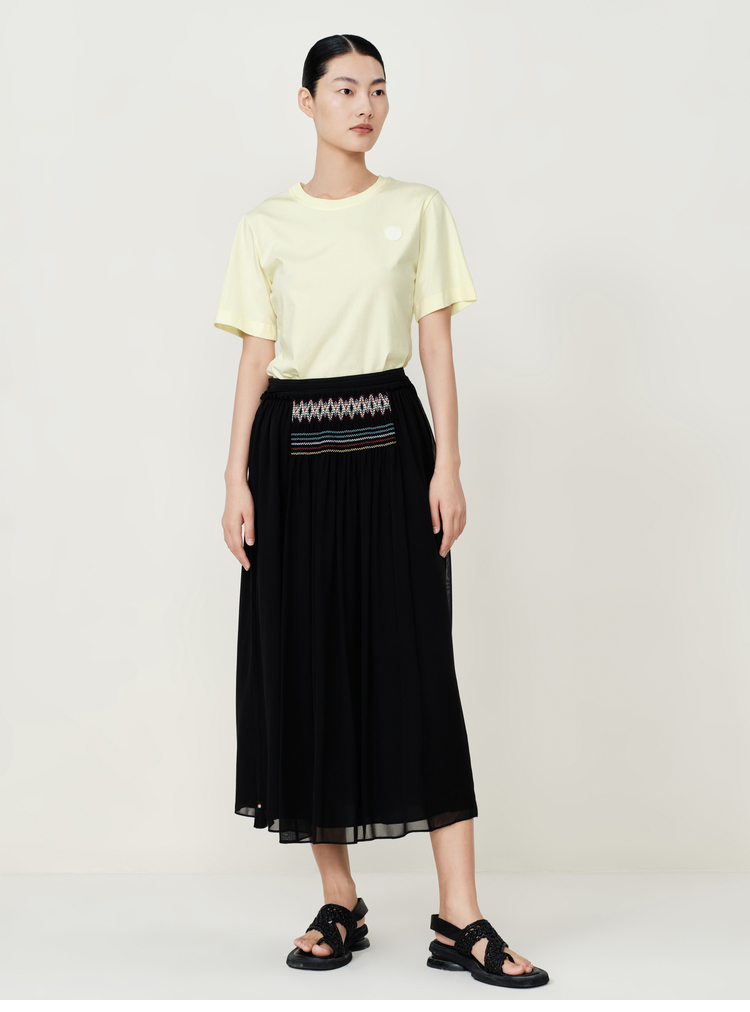 【高品质棉】玛丝菲尔22夏季新款时尚透气宽松浅黄色短袖T恤女
