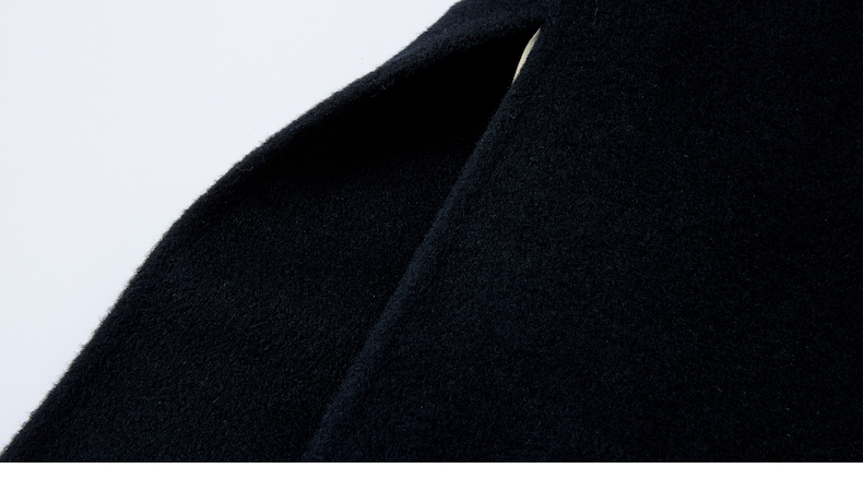 【设计感】玛丝菲尔2021冬季新款黑色羊毛长款毛呢呢子大衣外套