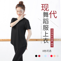 Modern Dance Kung Fu Adult Tops Women Loose Round Neck Dance Clothes Short Sleeve Cotton Black Dance Clothing Bodywear