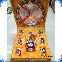 Eurostyle Retro Alloy Wine With 8 Pieces Kit Home Hotel Ornament Swing Piece Inner Mongolia Wine Glass Wine Jug Silver Kit