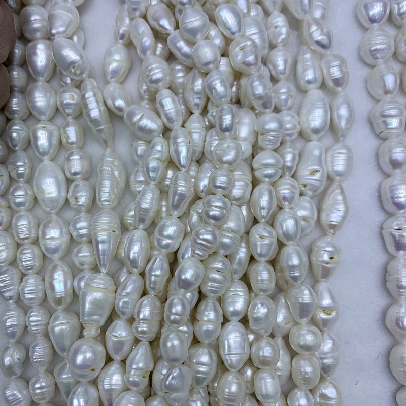 天然淡水珍珠不规则螺纹珠keshi再生无核半成品串珠散珠diy5