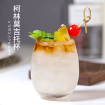 Small fresh glass heat-resistant water cup Household transparent long drink cup Creative cocktail Mojito cup Net red cup