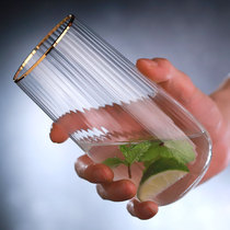 New Nordic Wind Vertical Striped Plus Gold Glass Water Glasses Juice Cup Cocktails Mojito Cups Mojito Bar