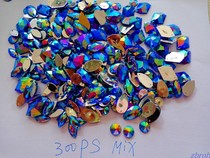 300 dark blue mixed shape flat bottom 2 hole hand stitched rhinestone crystal clothing wedding accessories