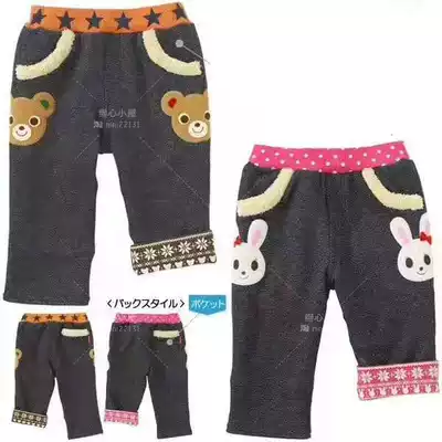 National super special mikihouse Bear rabbit snowflake coral velvet plus velvet pants 13-3210-950