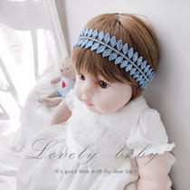 Baby Birthday Hair Accessories Adorable Princess Han Edition Blue Sequin Hair Accessories Baby Hair with infant 100 days old photo