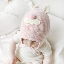 Cute baby hat 3-12 months ultra cute baby hat baby hood hair line cap autumn and winter double warm