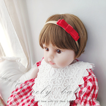 Korean version of baby hair with cute super cute baby head decorated velvet butterfly knot princess hair adorned with baby full moon 100 days
