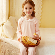 RoseTree Girl Sleepwear Spring Autumn Pure Cotton Thin LONG SLEEVE CUTE BABY HOME CONSERVED PRINCESS LITTLE GIRL SUIT