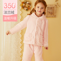 RoseTree children pajamas winter thickened Flannel Suede Girl Baby Autumn Winter Coral Suede Home Suit Suit