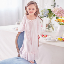 RoseTree Girls Princess Night Dress Spring and Autumn thin Childrens pajamas Court summer Long sleeve Baby parent-child mother and daughter