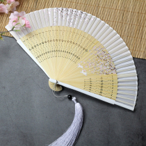 Fan Folding Fan Gufeng 6 Inch Flowers Birds Bamboo Female Style Day Style Lingo China Wind Daily Fan Folding Gift Fan Color Drawing