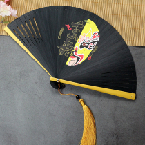 Face Spectrum Fan Folding Fan China Wind Flowers Denier Bronzing Golden Retro 6 Inch Bamboo Hanfu Craft Fan Carry-on Folding Gift Fan