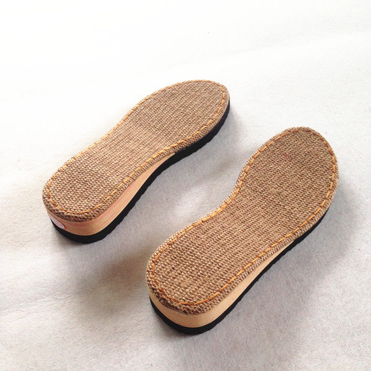 孺子牛手工凉鞋底女士坡跟拖鞋底竹凉亚麻古藤女编织鞋底夏季包邮