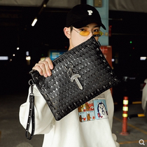 New mens bag fashion small bag clutch trendy mens leather personality mens bag ghost head hand grab bag cross section youth handbag