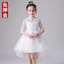 Rental girls dresses Short little girls Chinese style retro princess wedding dress Childrens Guzheng performance suit