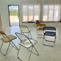 Dream home Nordic modern transparent folding chair ins shooting conference chair Rattan chair Korean designer used