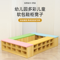 Kindergarten soft-wrapped shoe cabinet stools can sit cashiers toy cabinets fireproof shoe cabinets lockers