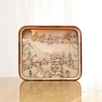 iQ MAX original snow scene 3D three-dimensional creative snowman night light Wooden touch switch creative gift