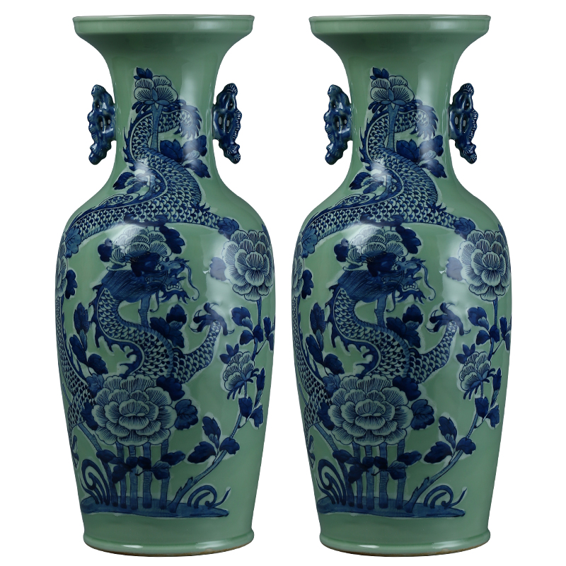 Jingdezhen ceramic vase landing a large sitting room of Chinese style flower arranging porch is decorated furnishing articles opening gifts blue and white porcelain