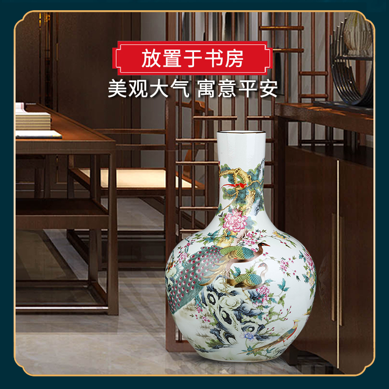 Archaize of jingdezhen ceramics powder enamel celestial vase large new Chinese style living room TV cabinet decoration desktop furnishing articles