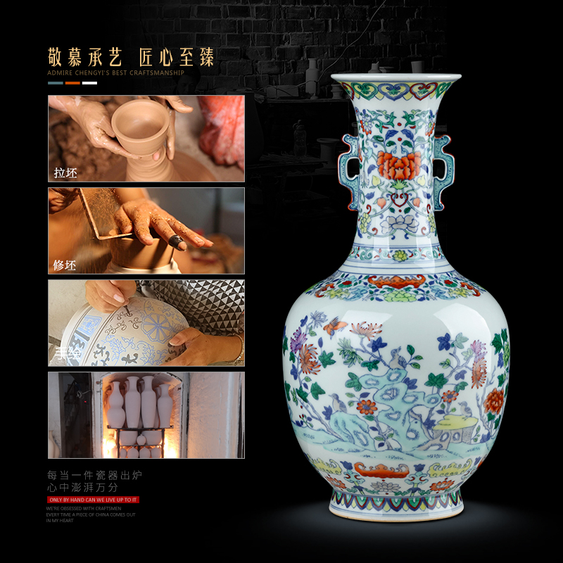 Jingdezhen blue and white color bucket vase furnishing articles sitting room of Chinese style household ceramics flower adornment TV ark, furnishing articles