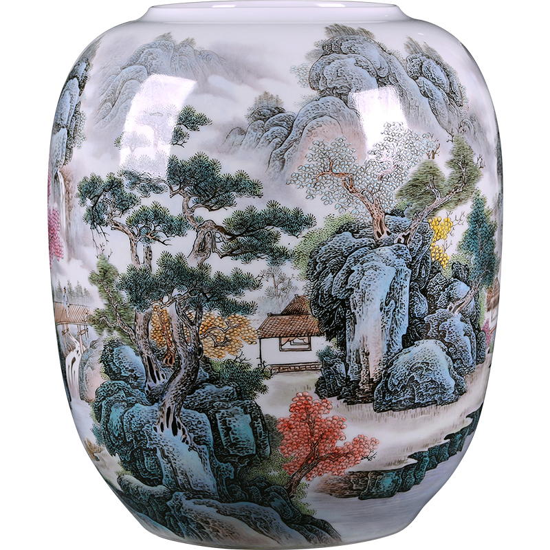 Jingdezhen ceramics vase famous hand - made pastel riverside fishing Chinese style porch TV ark adornment furnishing articles