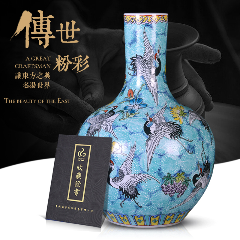 Jingdezhen ceramics by hand the pastel sky vases, flower arranging large new Chinese style sitting room adornment desktop furnishing articles