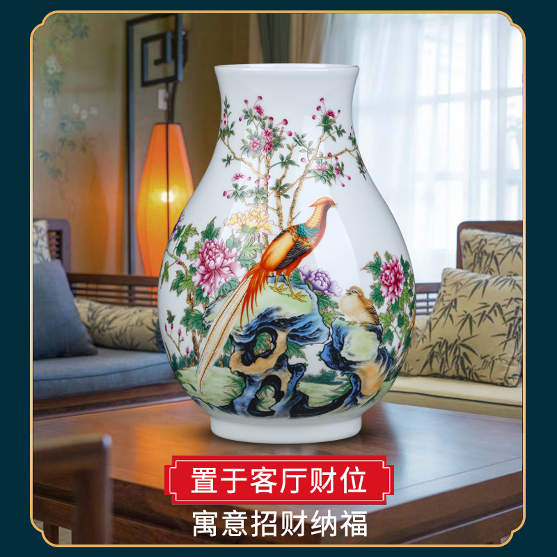 Jingdezhen ceramics powder enamel vase floral outraged flower arranging new sitting room of Chinese style household furnishing articles table decoration decoration