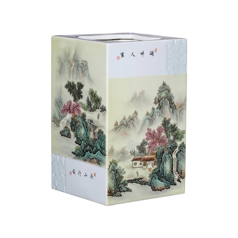 Jingdezhen ceramics powder enamel inlay is the sitting room porch office desktop furnishing articles of Chinese style household adornment picture tube