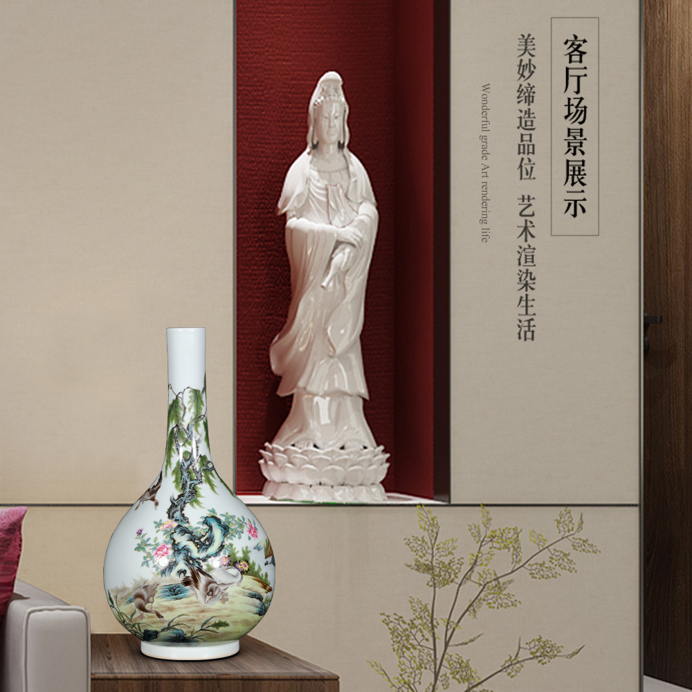 Jingdezhen ceramics imitation the qing qianlong pastel willow vases, new Chinese style living room decorations furnishing articles of handicraft