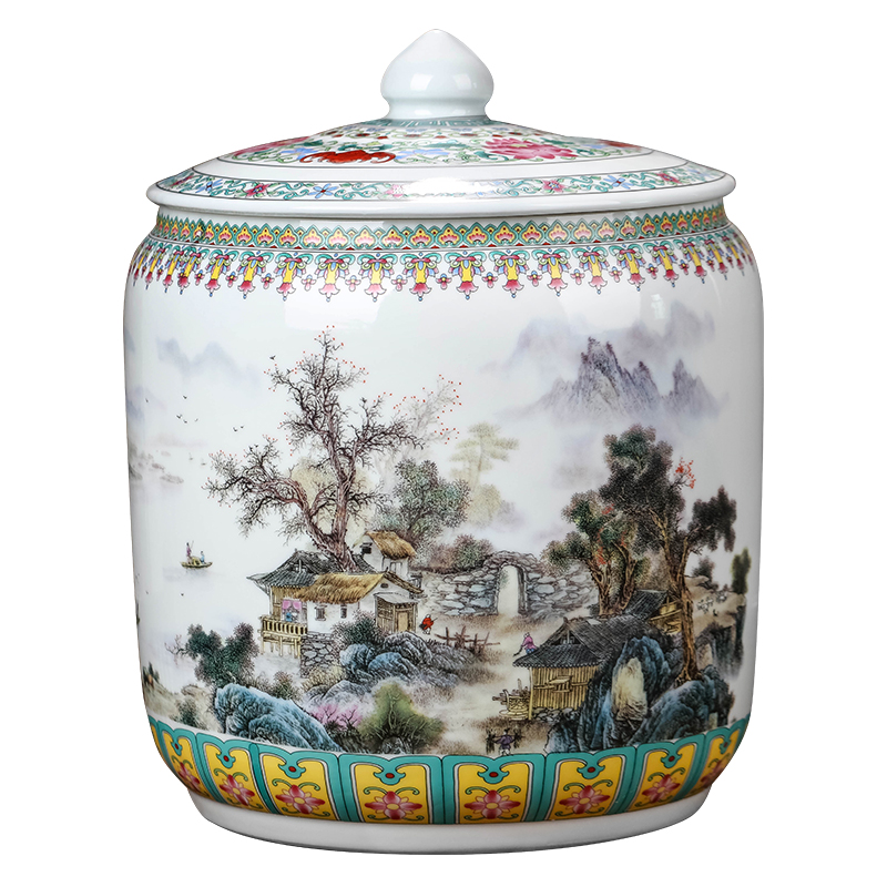Jingdezhen ceramic tea pot of tea cake loose tea with cover seal storage tank has the characteristic of moisture proof of household adornment furnishing articles