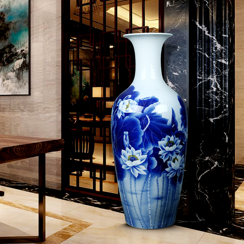 Jingdezhen ceramic vase landing hand - made porcelain vase of porcelain of a large lotus pond moonlight sitting room porch place for the opening taking
