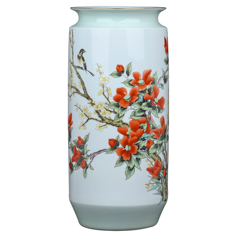 Jingdezhen ceramics powder enamel vase painting tube of the sitting room of Chinese style household adornment porcelain flower arranging office furnishing articles