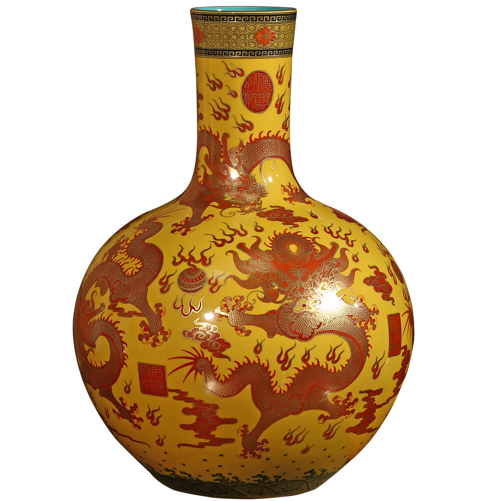 Jingdezhen ceramics imitation the qing qianlong fuels the dragon celestial vase large new Chinese style club sitting room adornment