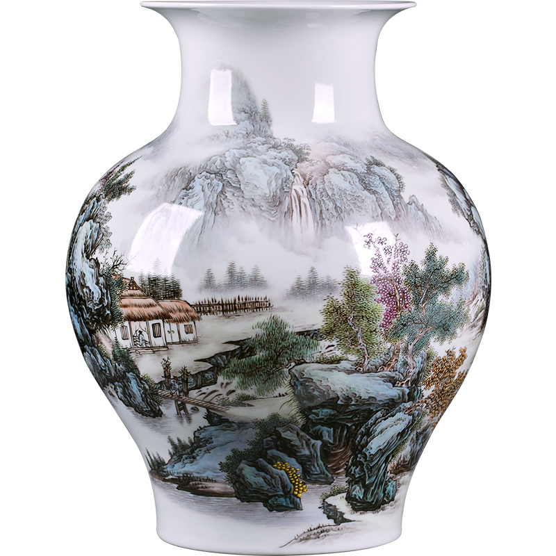 Jingdezhen ceramics vase famous hand - made famille rose porcelain of the sitting room of Chinese style household porch place housewarming gift