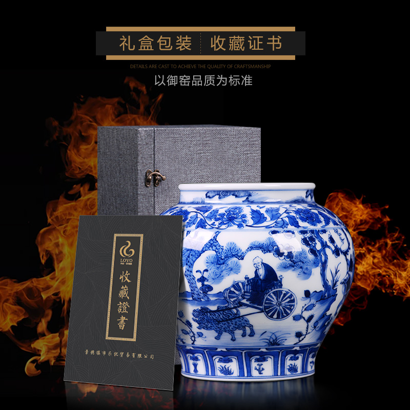 Jingdezhen ceramic vase famous hand - made imitation of yuan blue and white porcelain living room TV cabinet decoration of Chinese style household furnishing articles