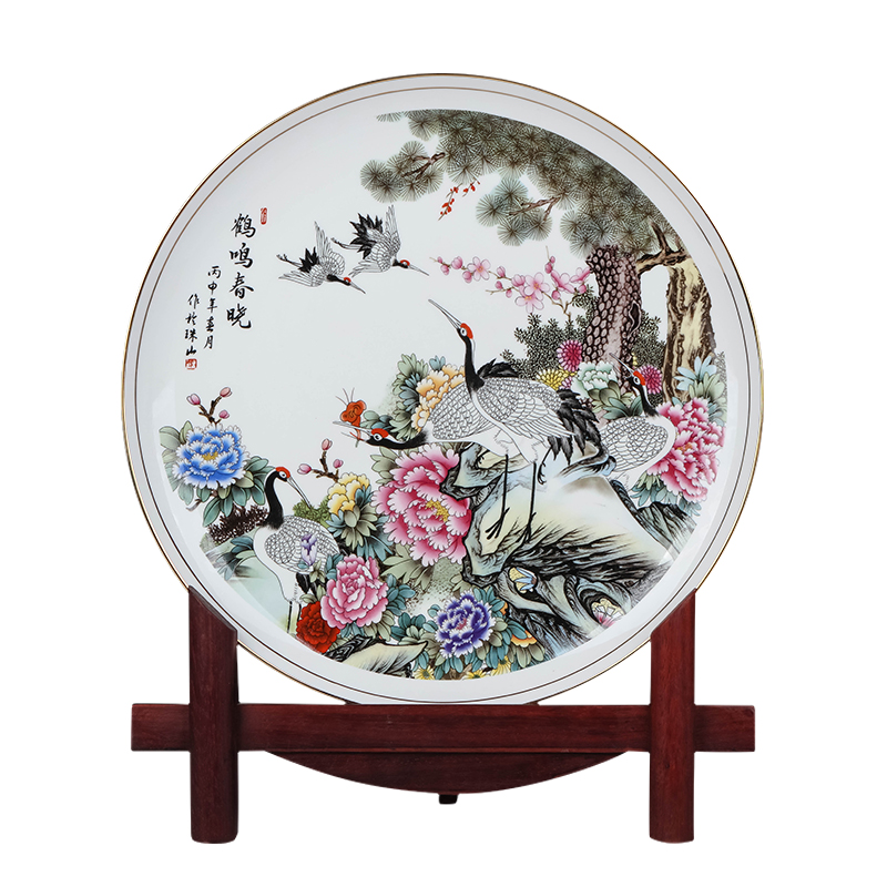 Jingdezhen ceramics powder enamel decoration plate hanging dish sitting room of Chinese style household TV ark, sat dish furnishing articles of handicraft