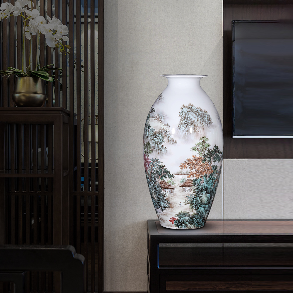 Jingdezhen ceramic vase Chinese hand - made porcelain of flower arranging furnishing articles, the sitting room porch TV ark, decorations arts and crafts